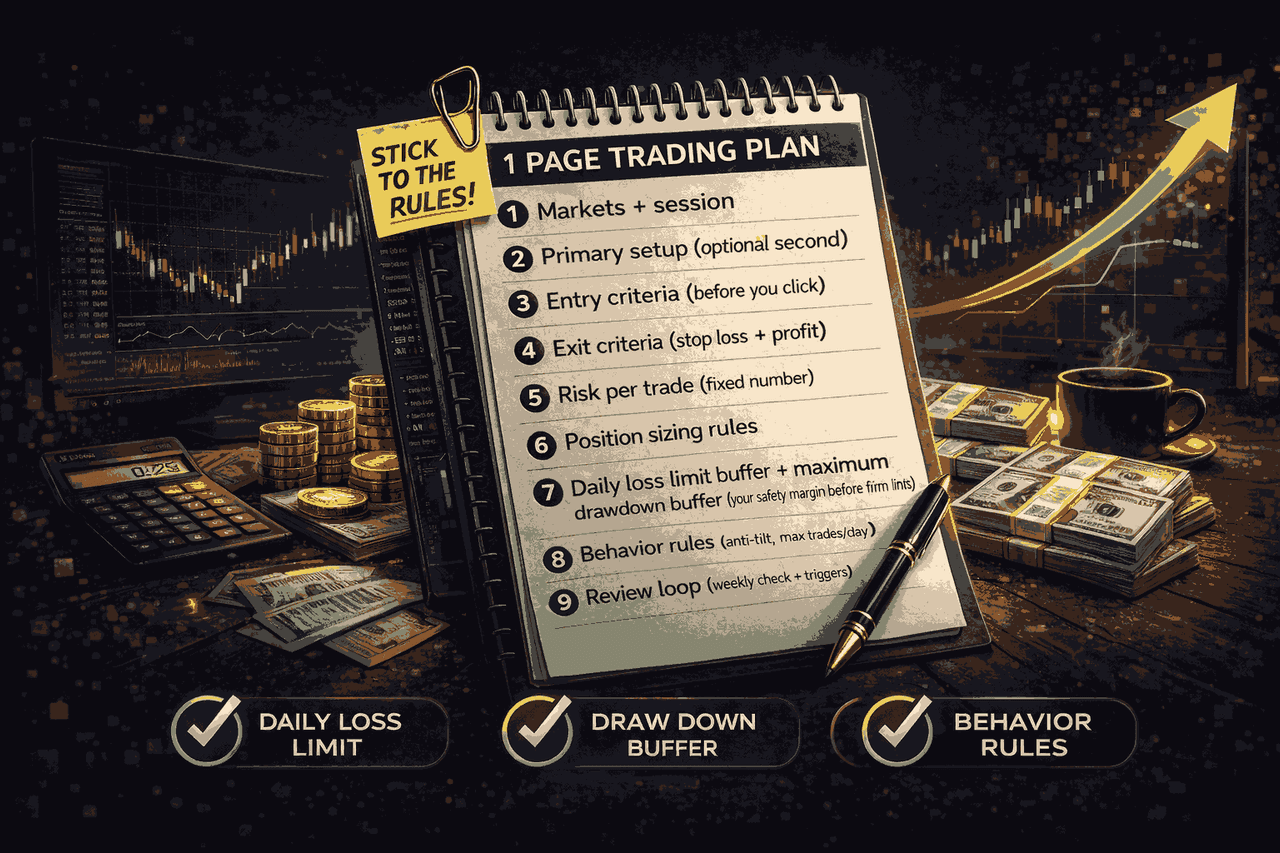 Trading Plan Example: One-Page Prop-Safe Template