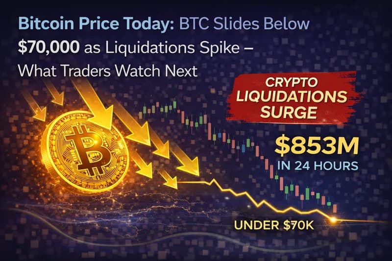 Bitcoin Price Today: BTC Slides Below $70,000 as Liquidations Spike – What Traders Watch Next