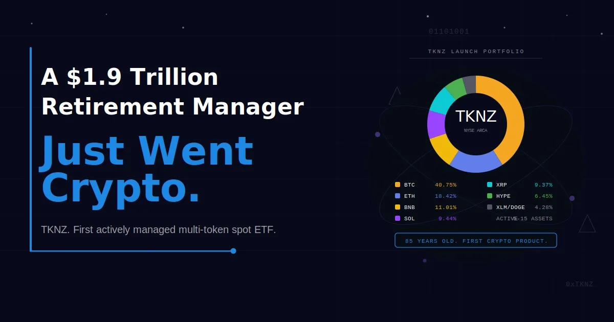 A $1.9 Trillion Retirement Manager Just Launched a Crypto ETF. Here Is Why TKNZ Is Different